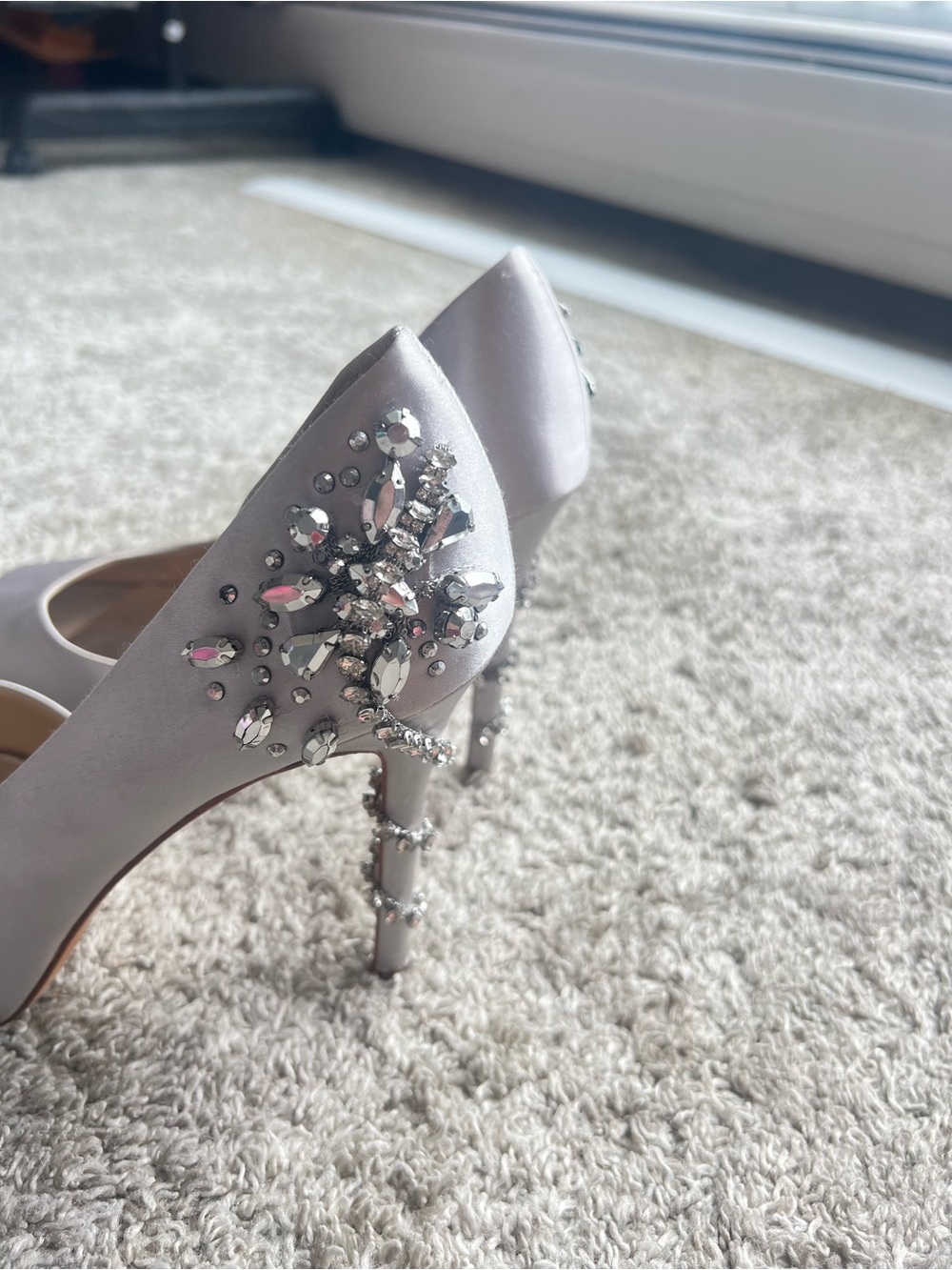 ANTONIO MELANI Silver-Embellished Satin Stiletto Pumps